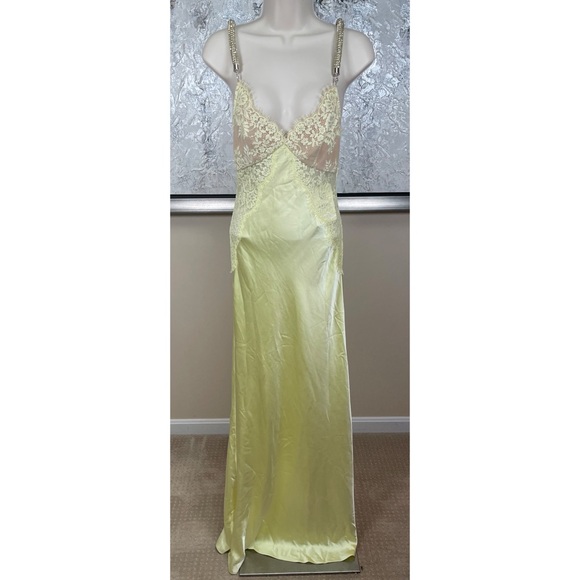 SELF-PORTRAIT x Christopher Kane Lace Satin Crystal Embellished Maxi Dress Sz 0 - Picture 3 of 16